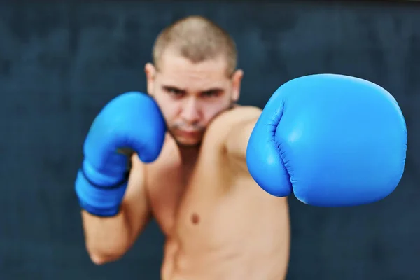 Boxare Blå Handskar — Stockfoto