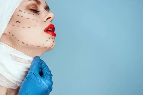 Retrato Uma Mulher Estética Cirurgia Facial Clínica Cuidados Com Corpo — Fotografia de Stock