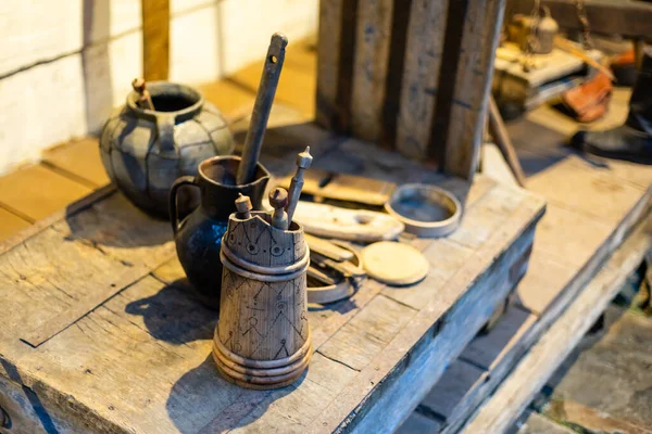 Bazı Eski Mutfak Eşyaları Bir Eski Kırsal Mutfak — Stok fotoğraf