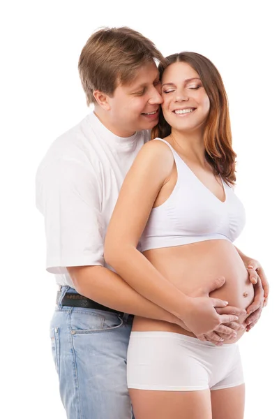 Jong Paar Zwanger Moeder Gelukkig Vader — Stockfoto