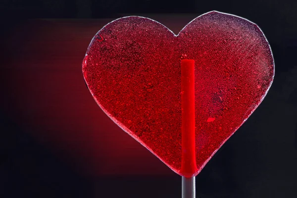 Coração Vermelho Caramelo Deixa Vestígio Envelhecimento — Fotografia de Stock