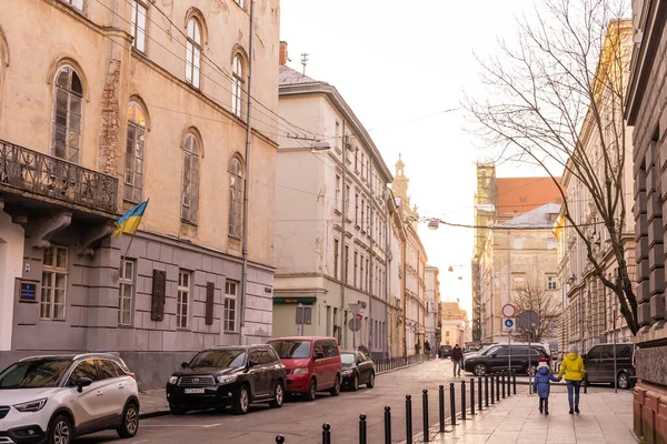Lviv Ukraine Grudnia 2020 Nowy Rok Boże Narodzenie Europejskim Mieście — Zdjęcie stockowe