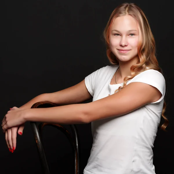 Tizenéves Lányt Fotó Stúdió — Stock Fotó