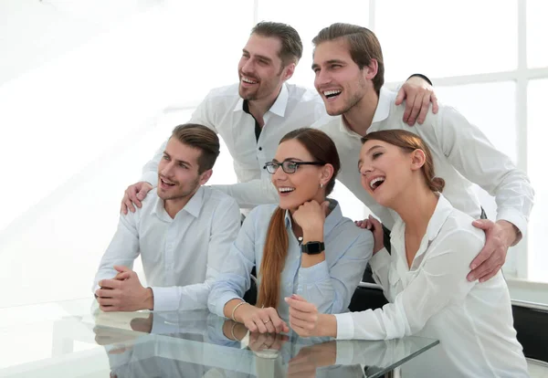 Business Team Sitting Table Looking Forward — Stock Photo, Image