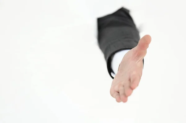 Businessman Holding Out His Hand Handshake — Stock Photo, Image