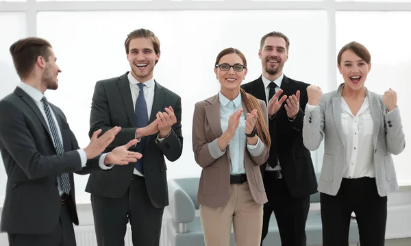 Ler Business Team Applåderar Deras Framgång — Stockfoto