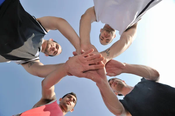 Basketball Players Team Hands Together — Stock Photo, Image