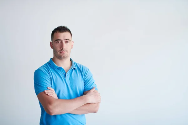 Mavi Tişört Giyen Sıradan Bir Adamının Portresi — Stok fotoğraf