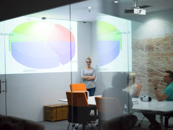 stock image Startup Business Team At A Meeting at modern night office building