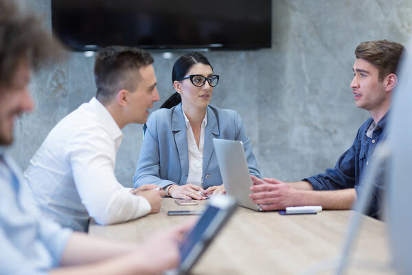 "Startup Business Team At A Meeting at modern office building"