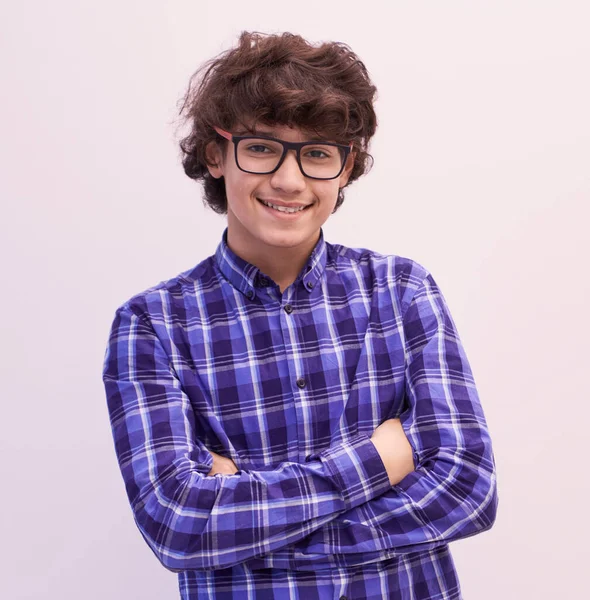 Porträtt Smart Arab Tonåring Med Glasögon — Stockfoto