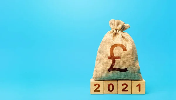Brit Font Sterling Pénzeszsák 2021 Blokkok Jövő Évi Költségvetés Tervezése — Stock Fotó