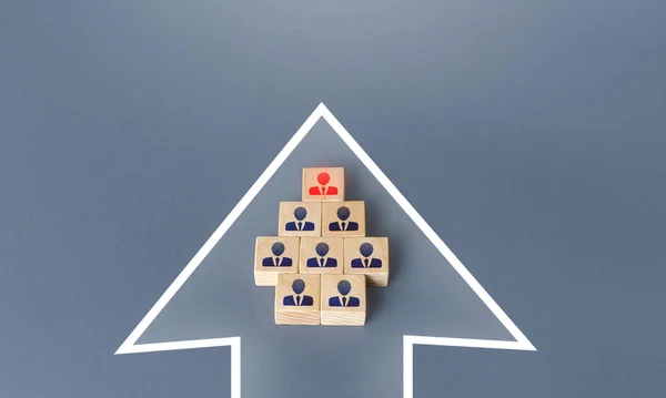 Business Team Group People Made Blocks Direction Arrow Teamwork Formation — Stock Photo, Image