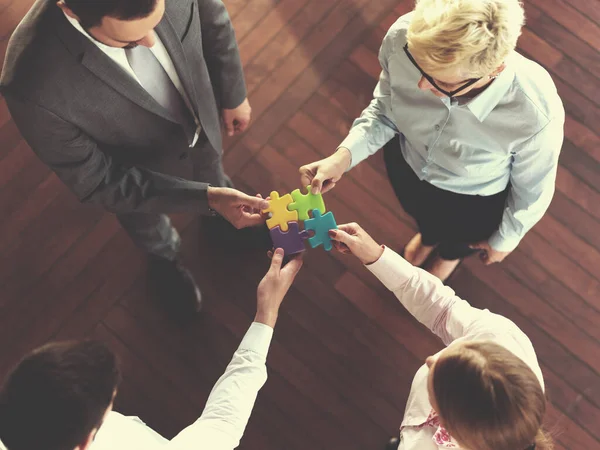 Business People Group Assembling Jigsaw Puzzle — Stock Photo, Image