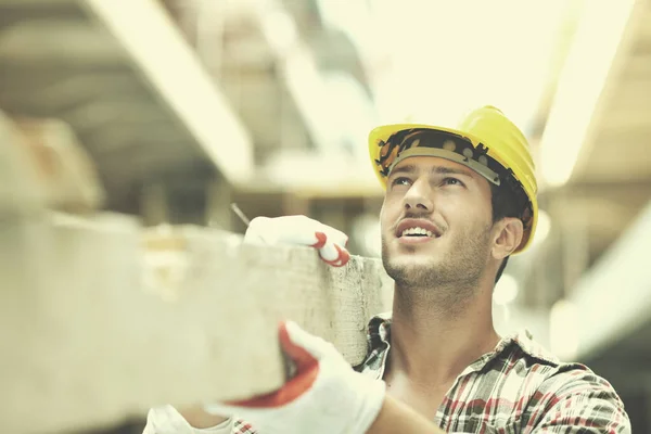 stock image hard worker on construction site