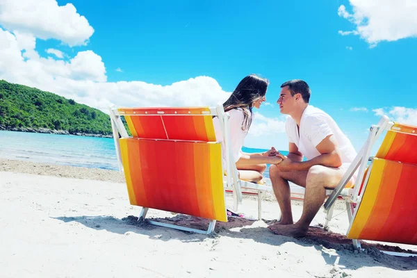 Happy Couple Have Fun Beach — Foto Stock