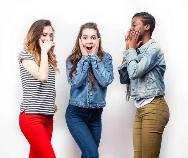 Diverse Multi Nation Girls Group Teenage Friends Company Cheerful Having — Stock Photo, Image