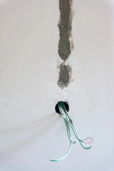 Elektrische Kabels Aan Muur — Stockfoto