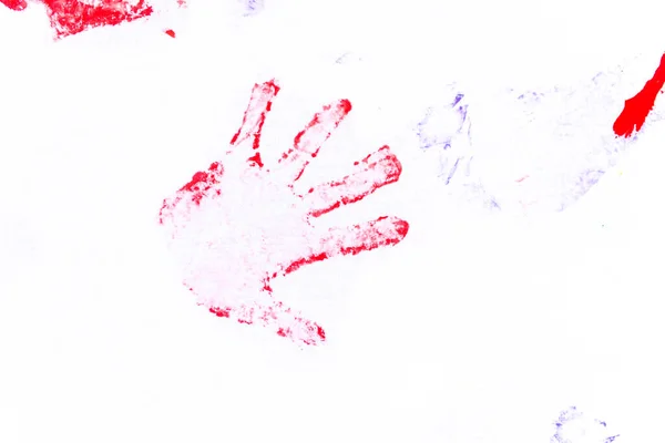 カラフルなハンド プリントの白い背景の上 — ストック写真