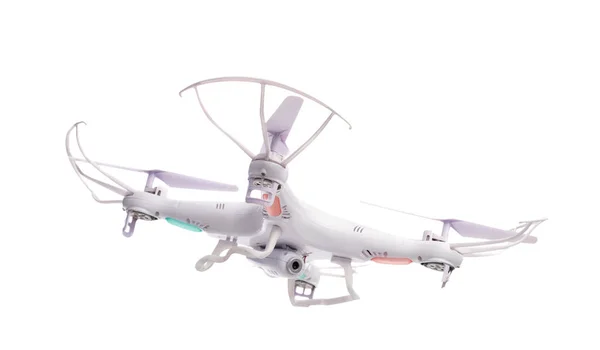 白で隔離されたカメラが付いているQuadcopter — ストック写真