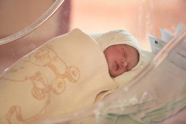 Neugeborenes Schläft Krankenhausbett — Stockfoto
