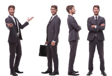 Modern genç bir iş adamının fotoğraf kolajı.