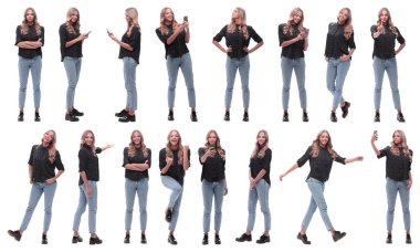 Kırmızı gömlekli yakışıklı bir adamın fotoğraflarının kolajı.