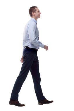 Kendine güvenen bir iş adamı öne çıkıyor. bir beyaz üzerinde izole