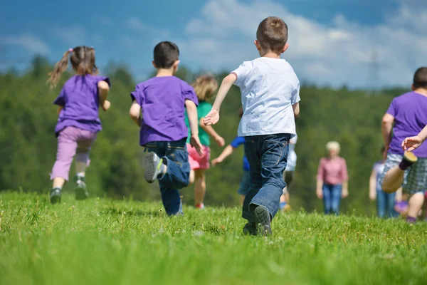 Happy Kids Group Have Fun Nature — Stock Photo, Image
