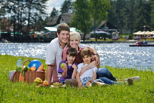 Happy Family Playing Together Picnic Outdoors — Stock Photo, Image