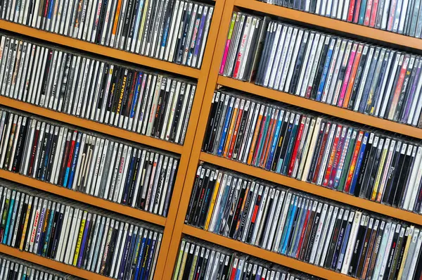 Çeşitli Diskler Müzik Koleksiyonu Arka Planı — Stok fotoğraf