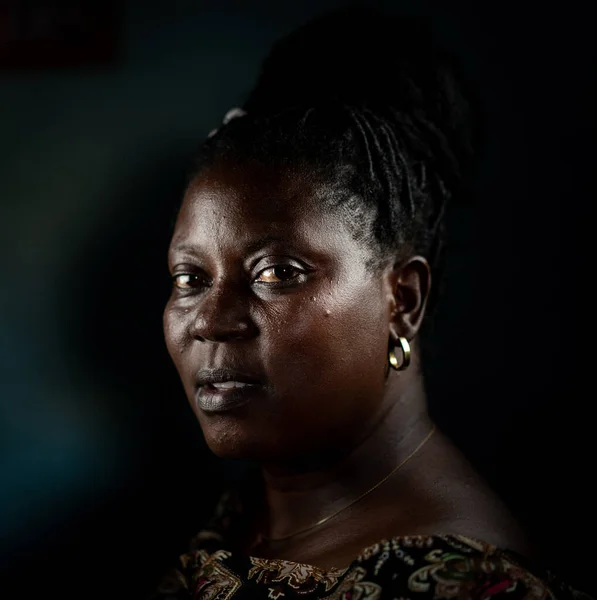 Retrato Mujer Negra Africana Anciana — Foto de Stock