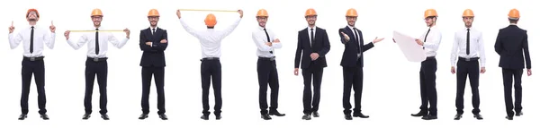 Full Growth Qualified Architect Orange Helmet — Stock Photo, Image