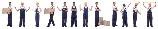 Panoramic Collage Male Handyman Isolated White — Stock Photo, Image
