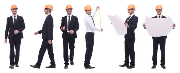 Full Growth Competent Engineer Architect Isolated White — Stock Photo, Image