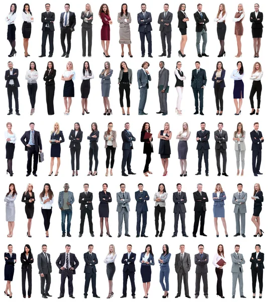 Collage Young Business People Standing Row — Stock Photo, Image