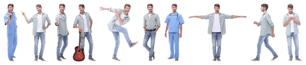 Panorama Collage Ungdomar Som Leder Hälsosam Livsstil — Stockfoto