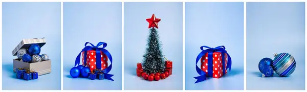 Primo Piano Capodanno Festivo Decorazioni Natalizie Sfondo — Foto Stock