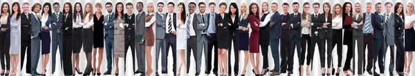 Colagem Panorâmica Uma Equipe Negócios Grande Bem Sucedida — Fotografia de Stock