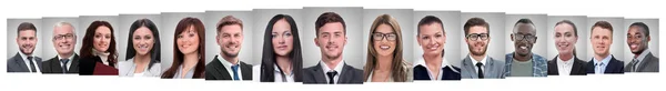 Panoramiczny Kolaż Portretów Udanych Biznesmenów — Zdjęcie stockowe