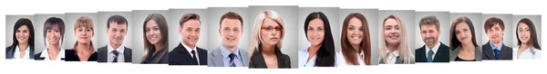 Panorama Collage Mit Porträts Erfolgreicher Geschäftsleute — Stockfoto