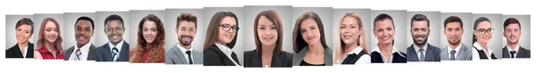 Panoramiczny Kolaż Portretów Udanych Biznesmenów — Zdjęcie stockowe
