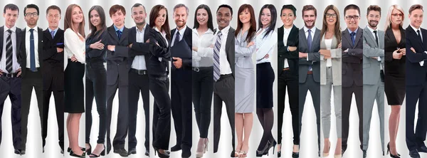 Panoramische Collage Van Groepen Succesvolle Medewerkers — Stockfoto