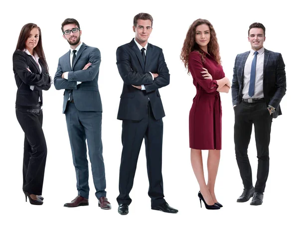 stock image in full growth.boss and his business team standing together