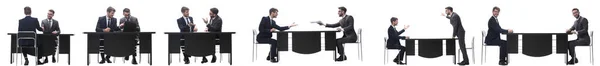 Kollegen Aus Der Wirtschaft Diskutieren Dass Das Sitzen Tisch — Stockfoto