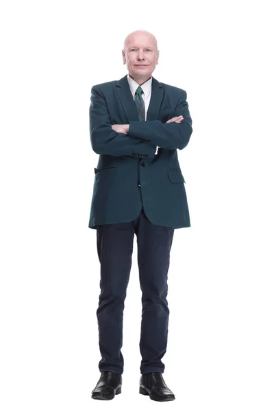 Confident Business Man Looking You Isolated White Back — Stock Photo, Image