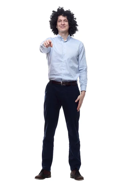 Funny Curly Haired Man Isolated White — Stock Photo, Image