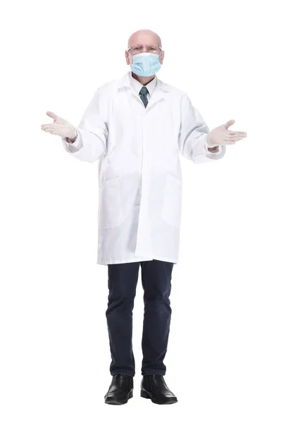 Mužský Lékař Ochranné Masce Ukazující Palce Nahoru — Stock fotografie