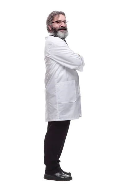 Chefarzt Schaut Einen Isoliert Auf Einem Weißen — Stockfoto
