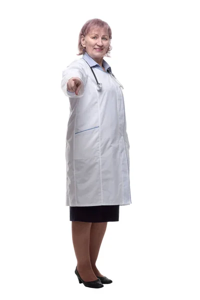 Ärztin Mit Stethoskop Isoliert Auf Einem Weißen — Stockfoto